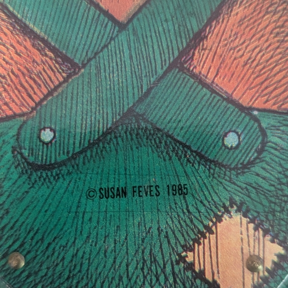 Vintage Articulated Wood Cat Susan Feves Holiday 1985 Ornament Christmas Pull - Picture 4 of 4